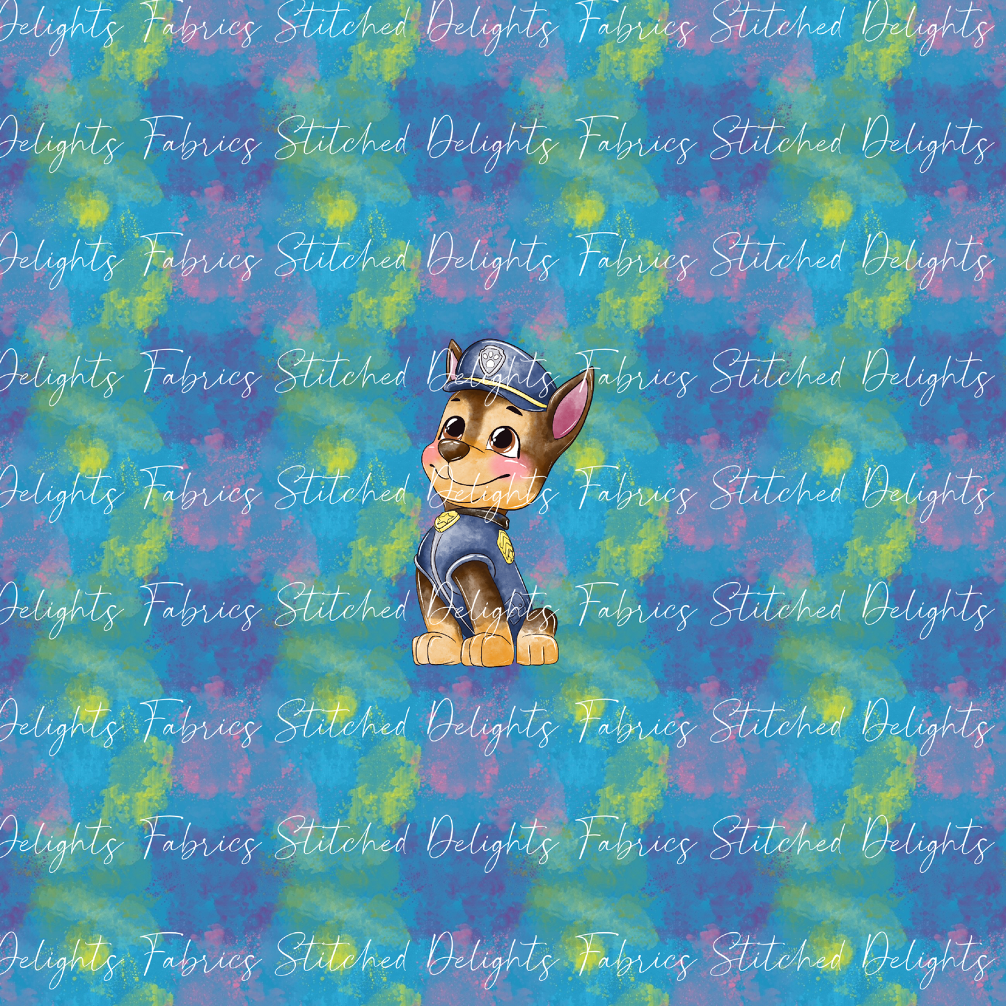 Watercolour Paw Patrol Chase Blue Panel