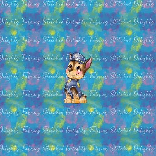 Watercolour Paw Patrol Chase Blue Panel