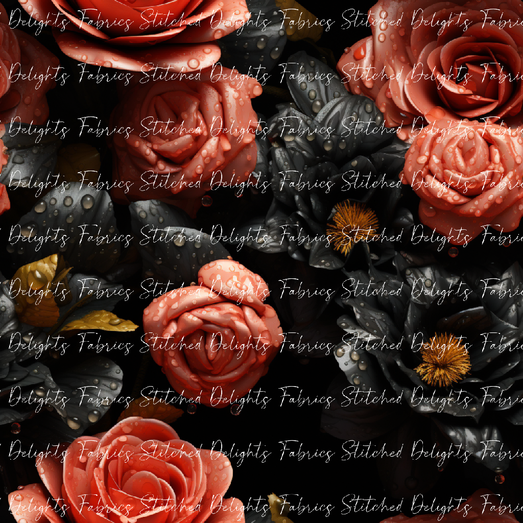 Black Poppy Pink Roses