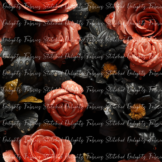 Black Poppy Pink Roses