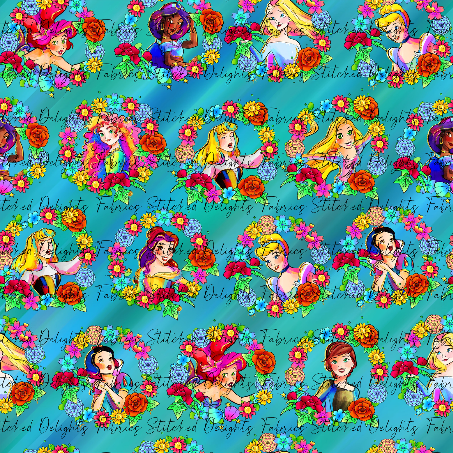 Princesses & Castles Floral Wreath Green