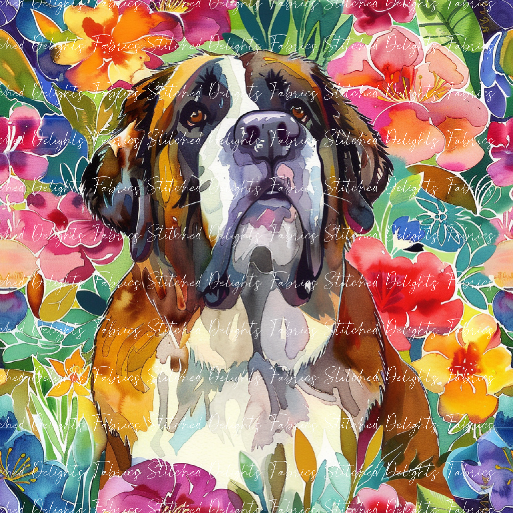 Floral Animals St Bernard