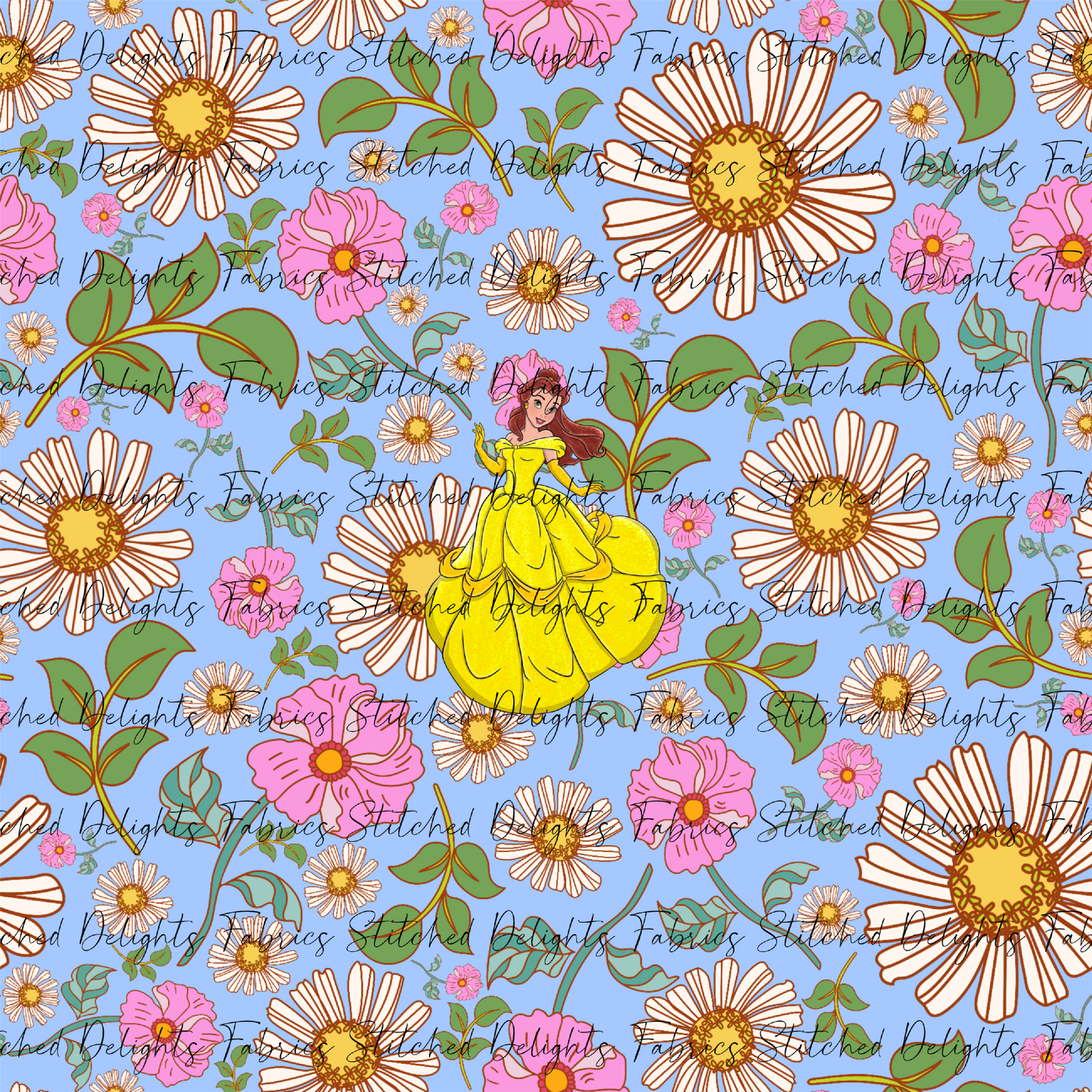 Poke Princess Blue Florals Belle Panel