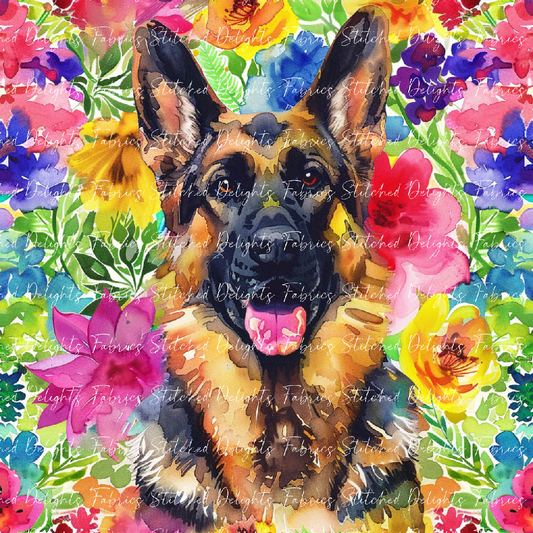 Floral Animals German Shepard 2