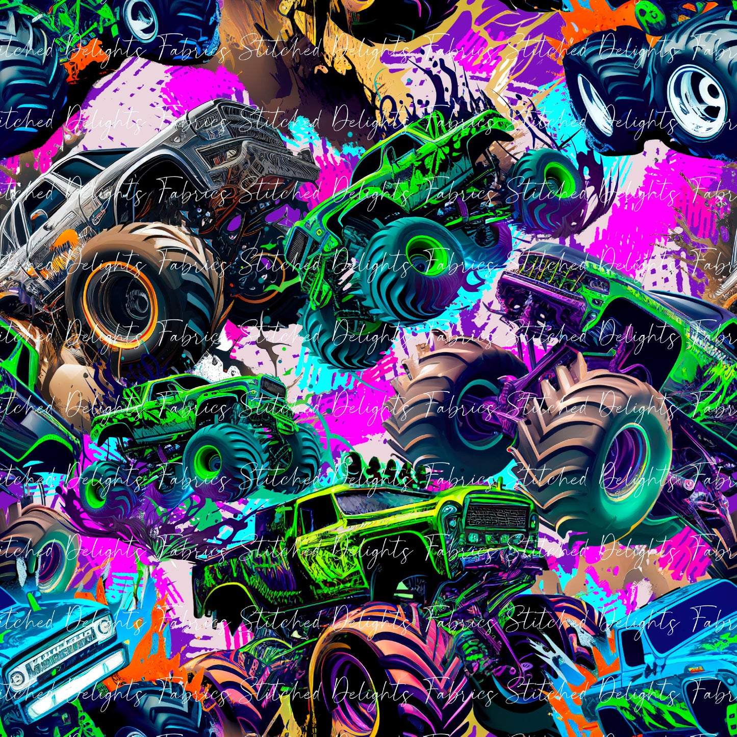 Monster Trucks Pink