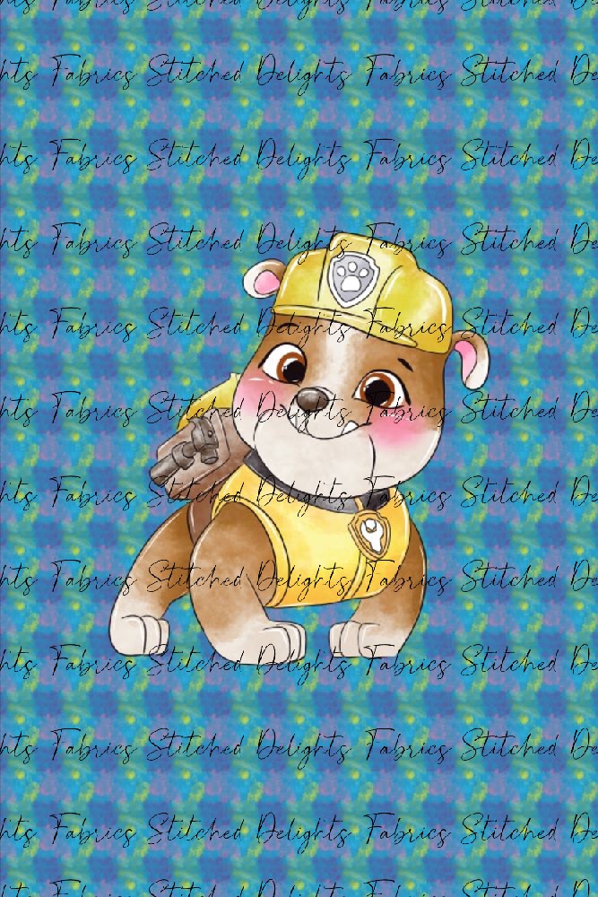 Watercolour Paw Patrol Rubble Blanket Panels