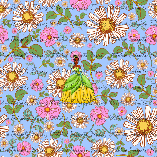 Poke Princess Blue Florals Tiana Panel