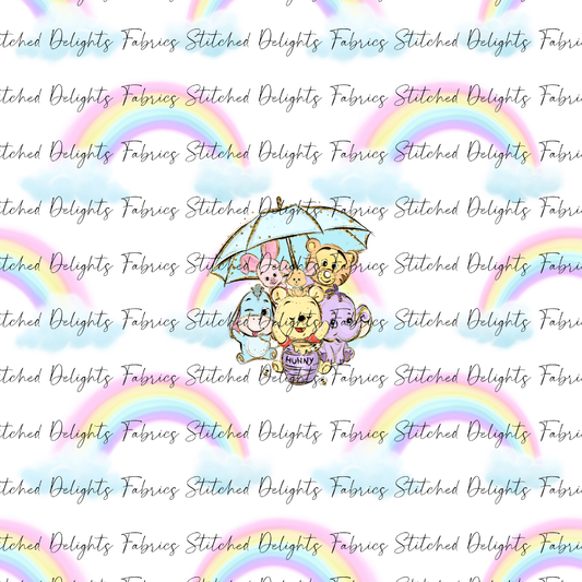 Winnie & Friends Umbrellas & Rainbows Panel