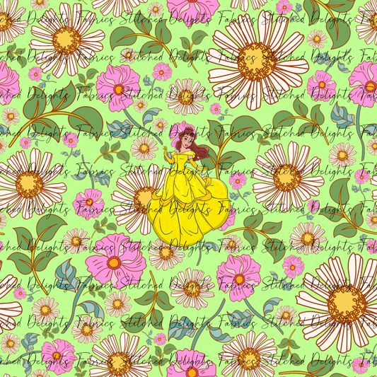 Poke Princess Green Florals Belle Panel