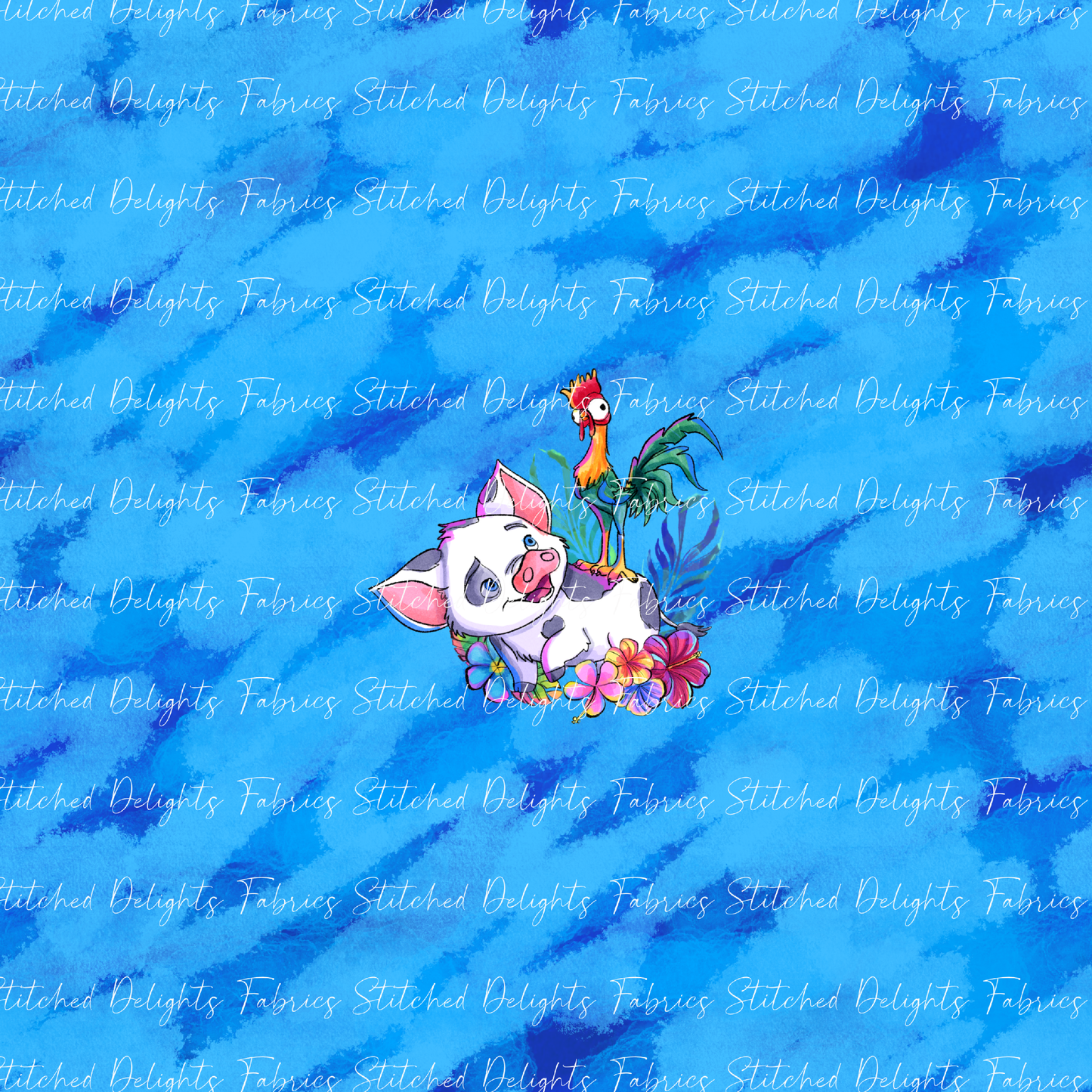 Moana 2 Whistling Wind Hei Hei & Pua Floral Panel