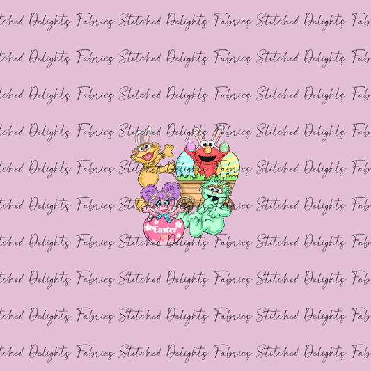 Sesame St Easter Baby Pink Group Panel