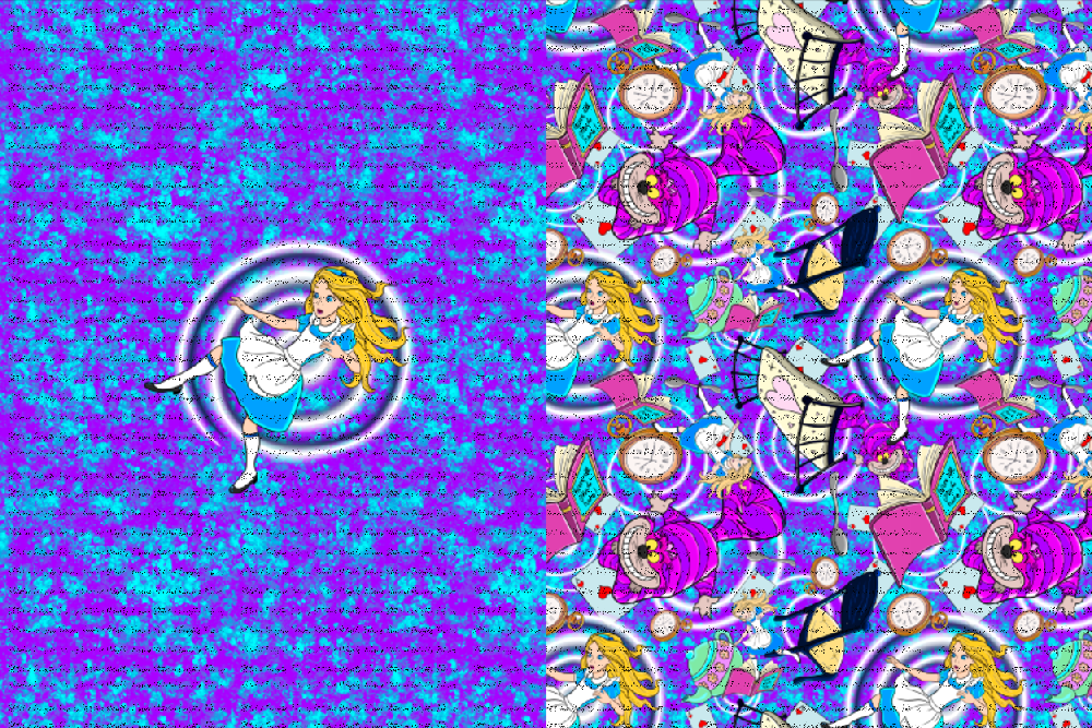 Down The Rabbit Hole Alice Aqua Purple Blanket Panels
