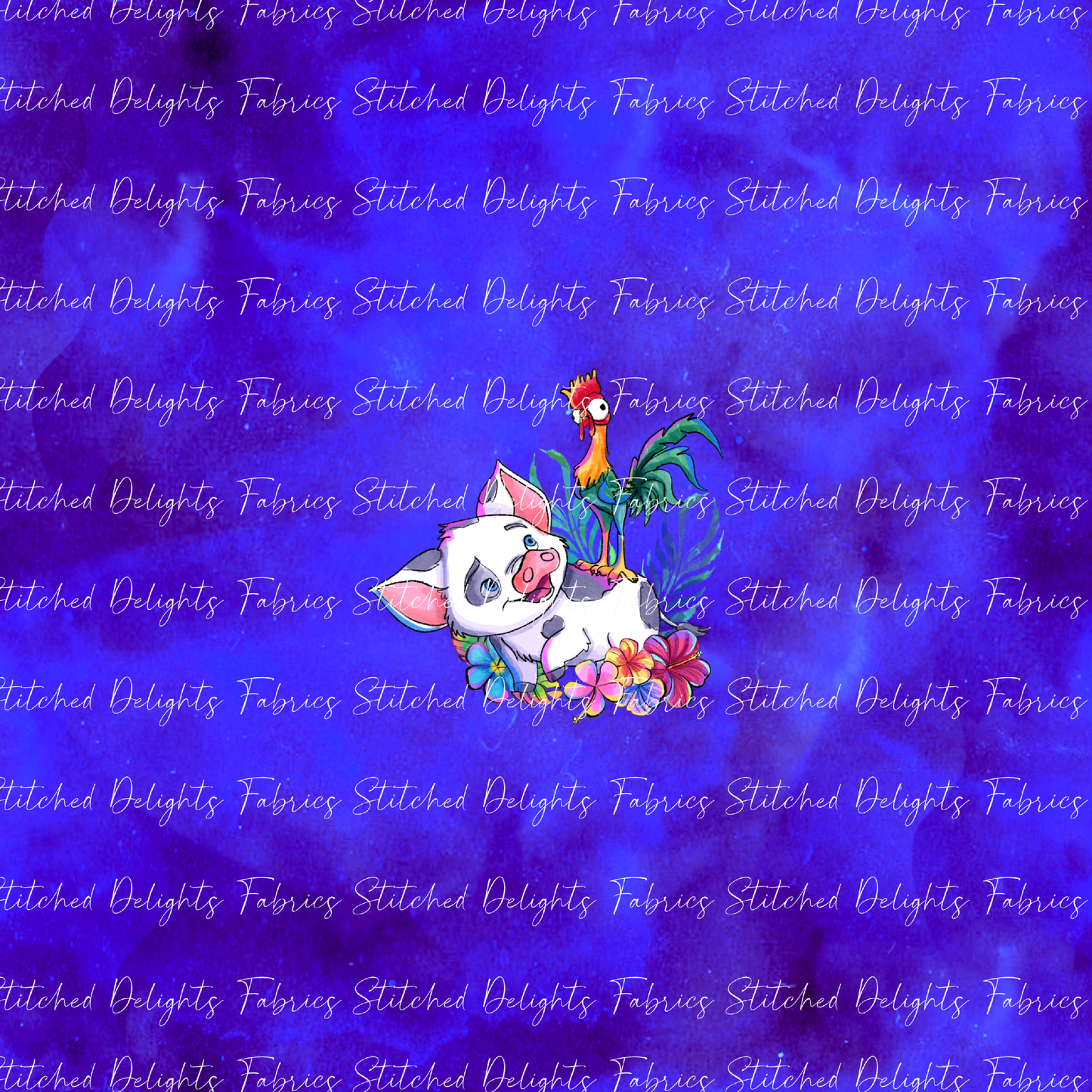 Moana 2 Deep Sea Hei Hei & Pua Floral Panel