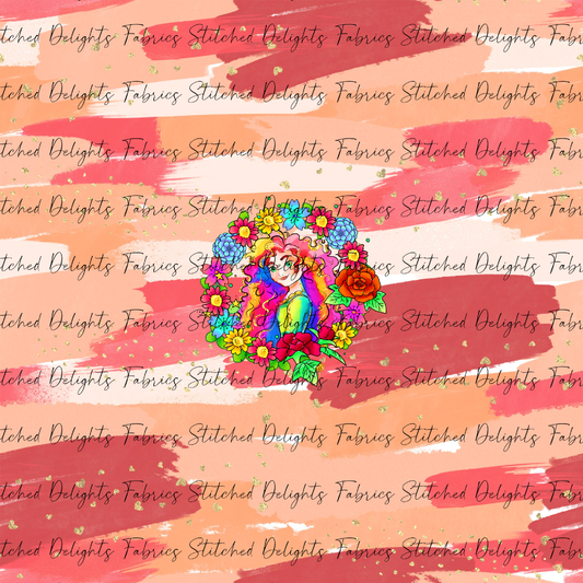 Princesses & Castles Merida Floral Wreaths Orange Brushstrokes Panel