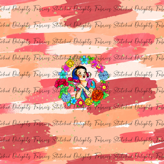 Princesses & Castles Snow White Floral Wreaths Orange Brushstrokes Panel