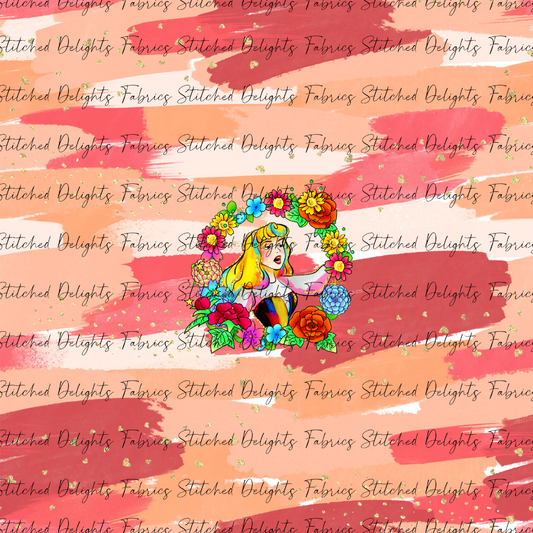 Princesses & Castles Aurora Floral Wreaths Orange Brushstrokes Panel