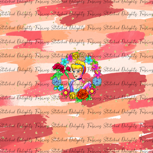Princesses & Castles Cinderella Floral Wreaths Orange Brushstrokes Panel
