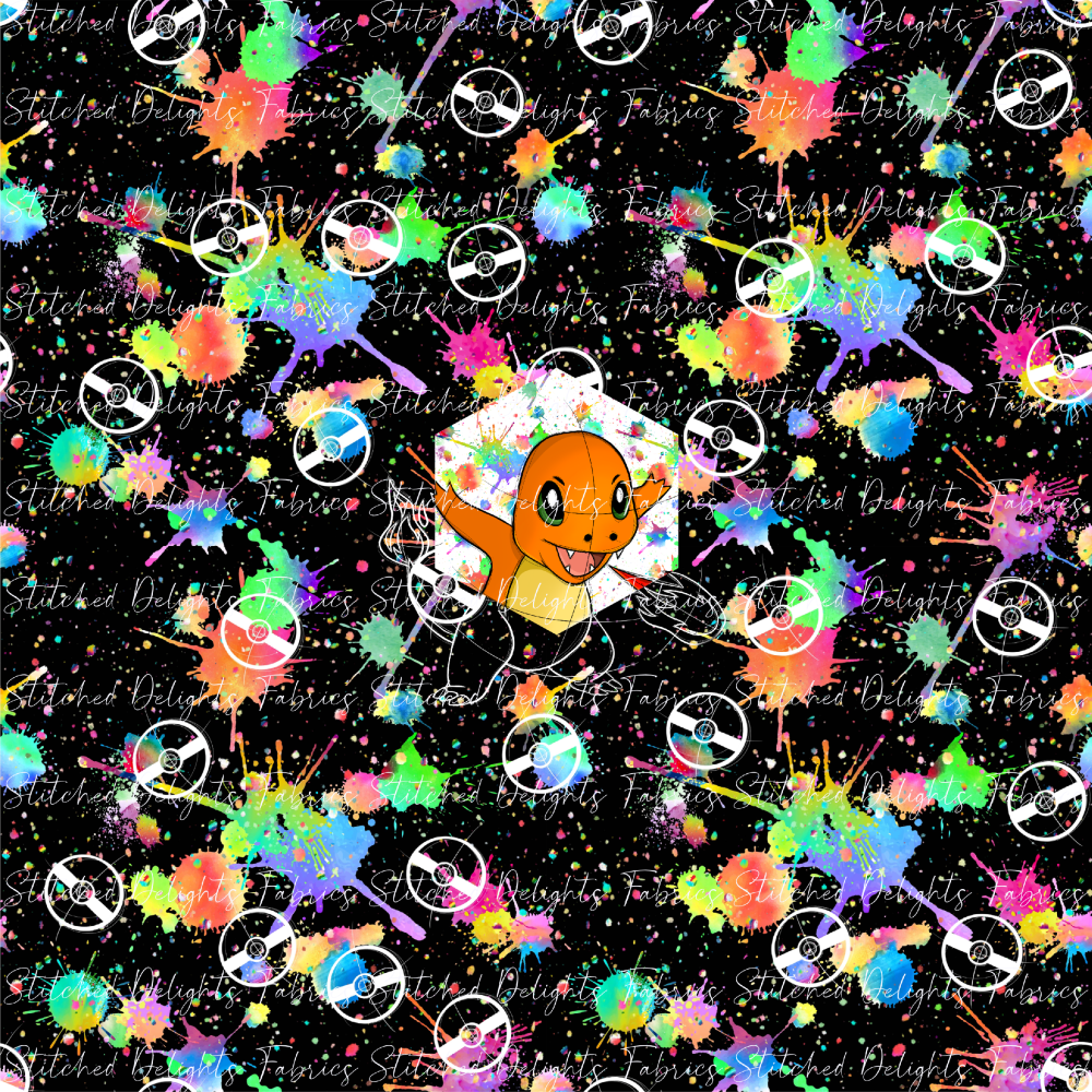 Black Rainbow Splat Charmander Panel