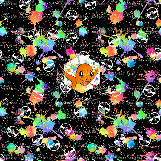 Black Rainbow Splat Charmander Panel