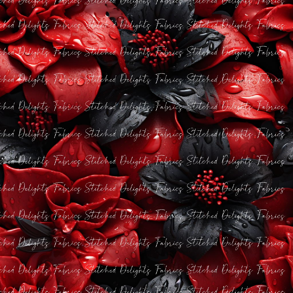 3D Black & Red Flowers