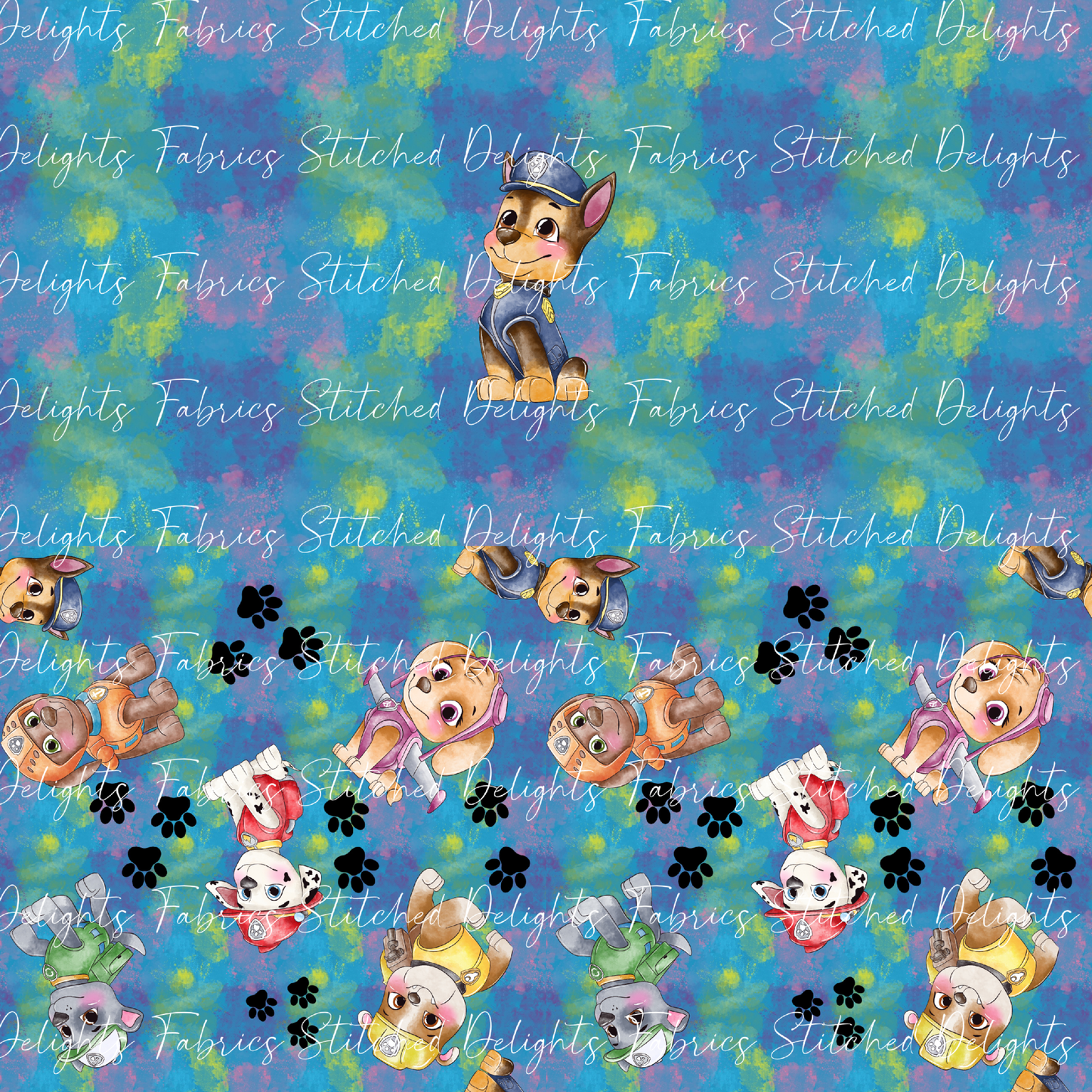 Watercolour Paw Patrol Chase Blue Undie Panel