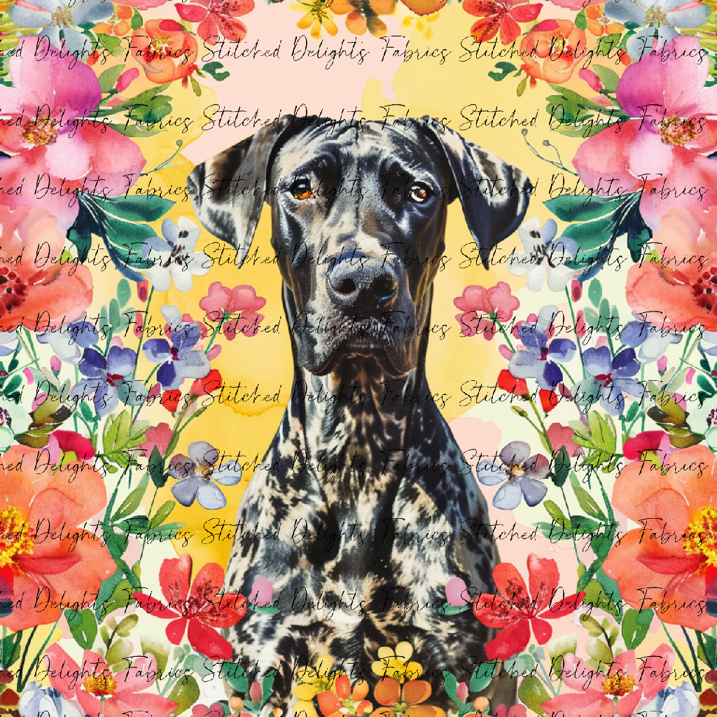 Floral Animals Great Dane