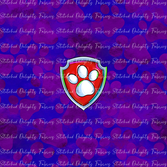 Mighty Pups Blue Purple Team Badge Panel