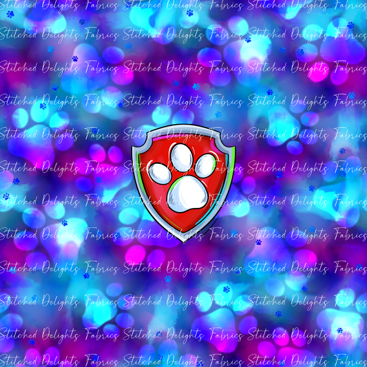 Mighty Pups Pink Purple Team Badge Panel