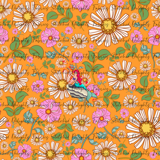 Poke Princess Orange Florals Ariel Panel