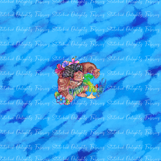 Moana 2 Whistling Wind Maui & Hei Hei Floral Panel