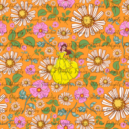 Poke Princess Orange Florals Belle Panel