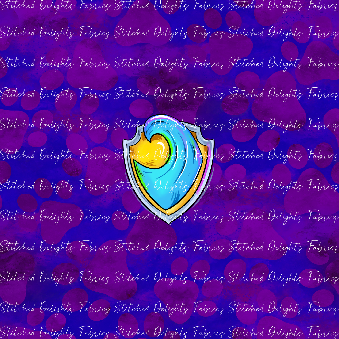 Mighty Pups Blue Purple Wave Badge Panel