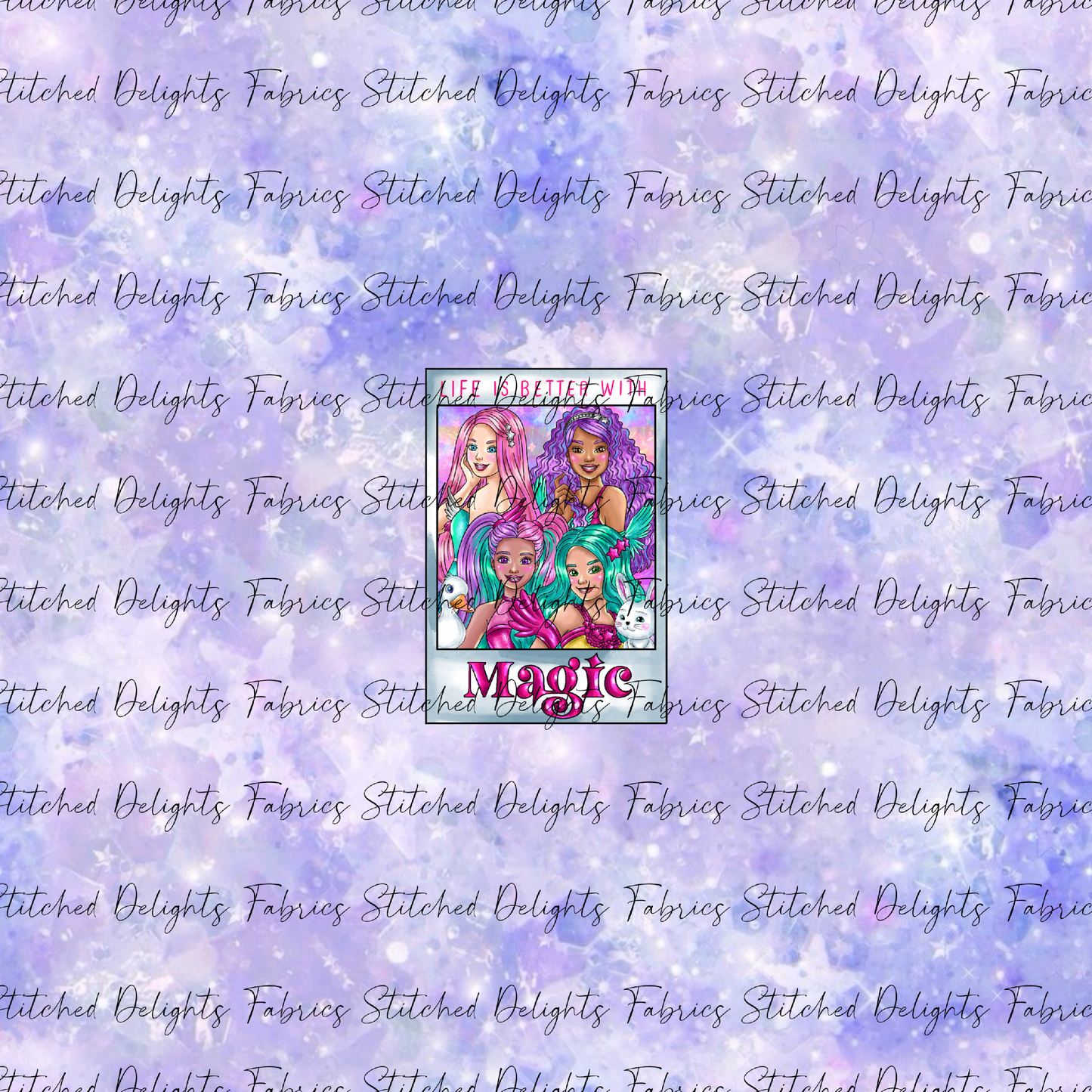 Barbie's Magical Touch Polaroids Blue Silver Sparkles Panel