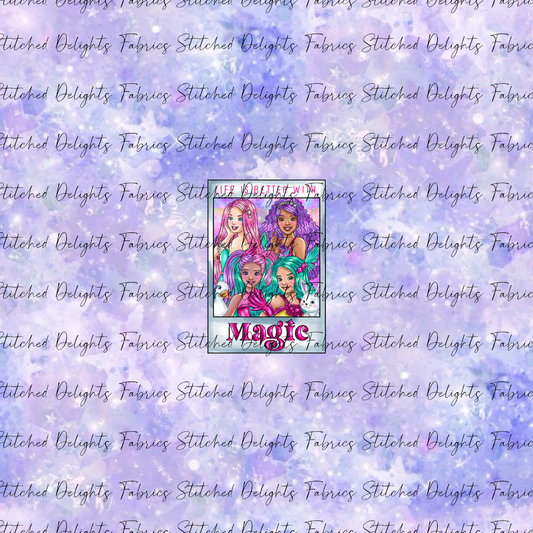 Barbie's Magical Touch Polaroids Blue Silver Sparkles Panel