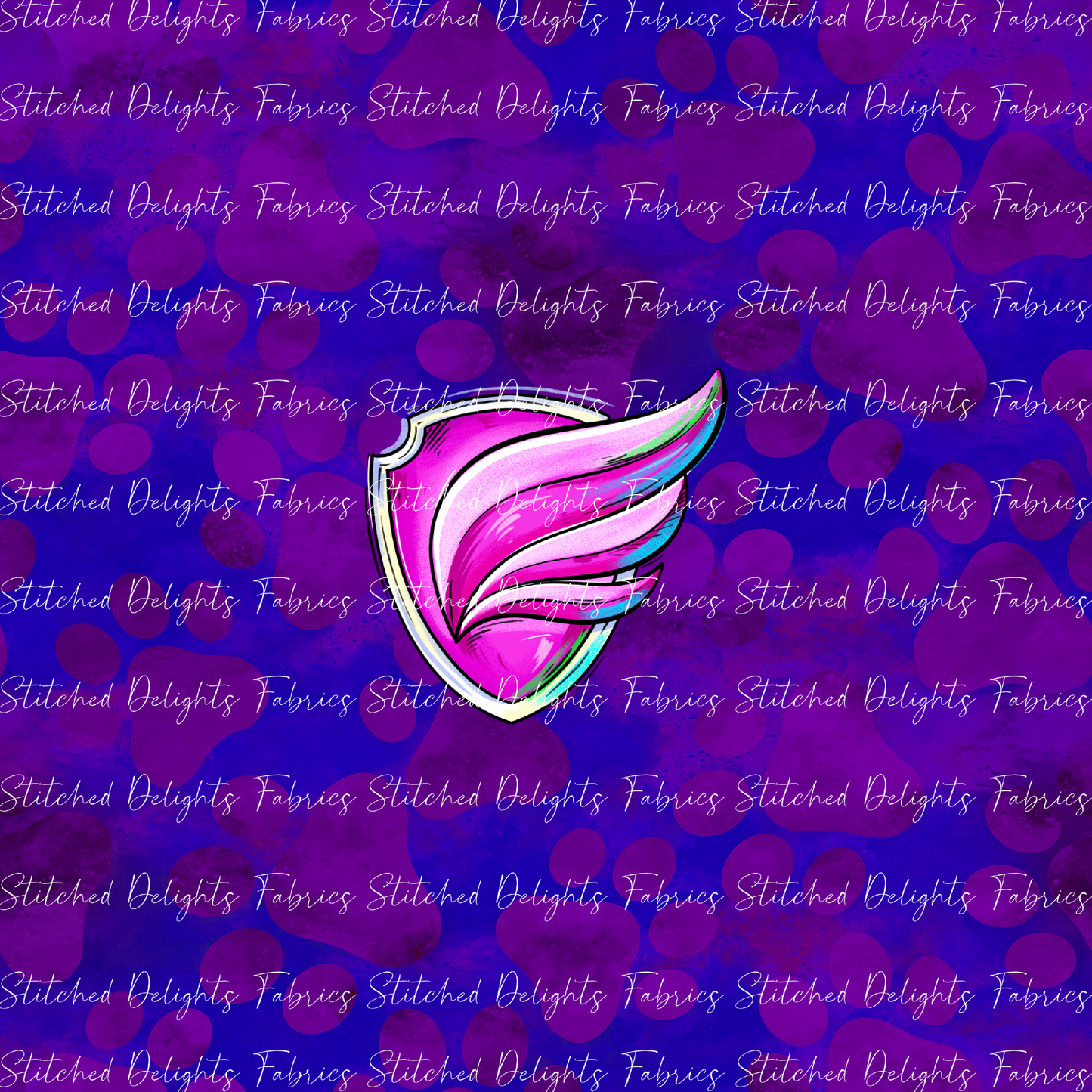 Mighty Pups Blue Purple Wind Badge Panel