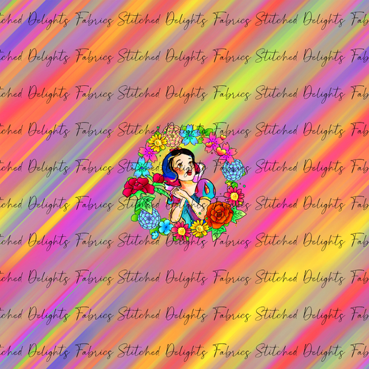 Princesses & Castles Snow White Floral Wreaths Orange Yellow Panel