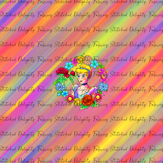 Princesses & Castles Cinderella Floral Wreaths Orange Yellow Panel
