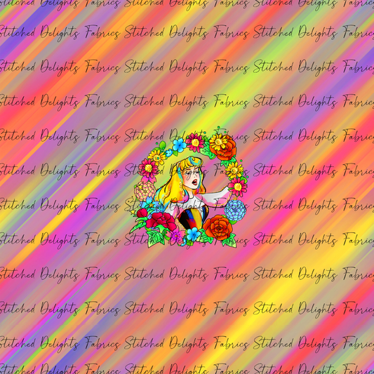 Princesses & Castles Aurora Floral Wreaths Orange Yellow Panel