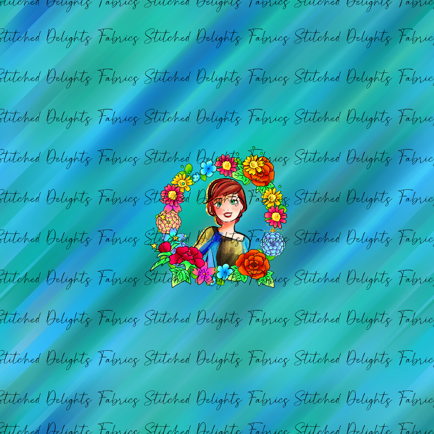 Princesses & Castles Anna Floral Wreaths Green Panel