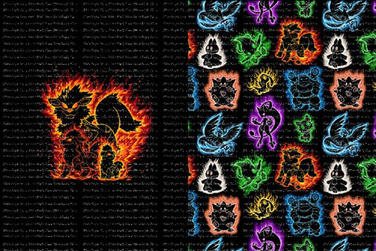 Poke Silhouettes Growlithe Evolutions Blanket Panels