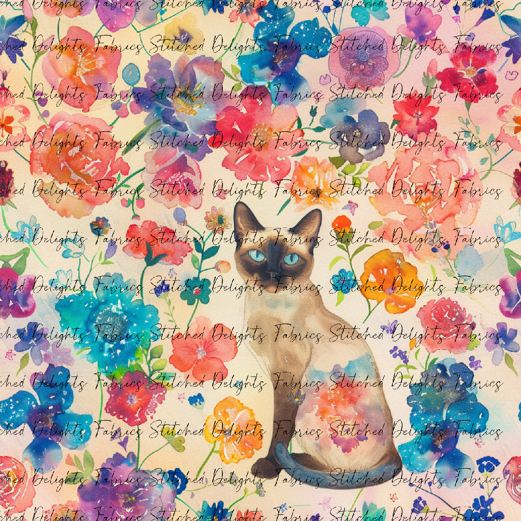 Floral Animals Siamese 2