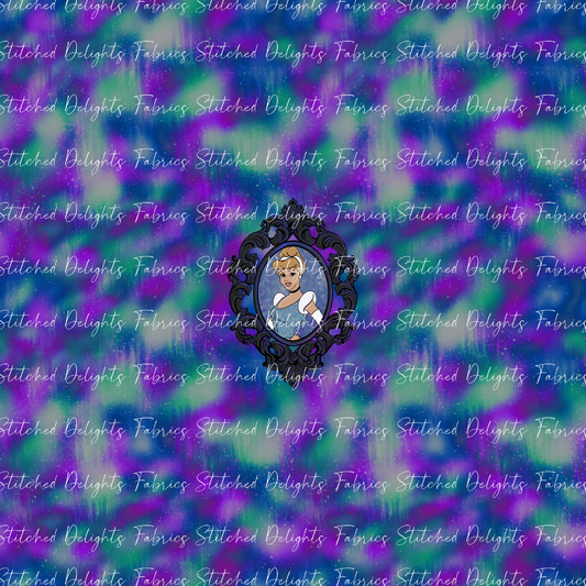 Mirror Mirror Princesses Purple Blue Swirls Cinderella Panel