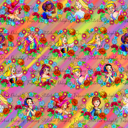 Princesses & Castles Floral Wreath Orange Yellow