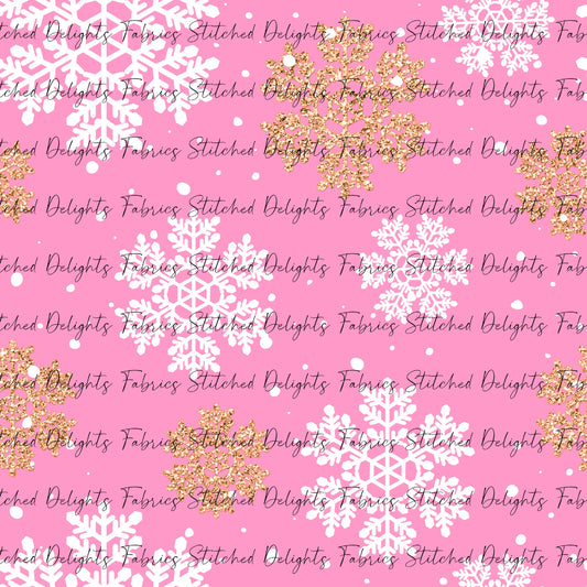 Pink & Gold Snowflakes