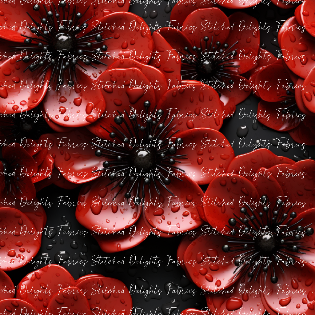 3D Black & Red Poppies