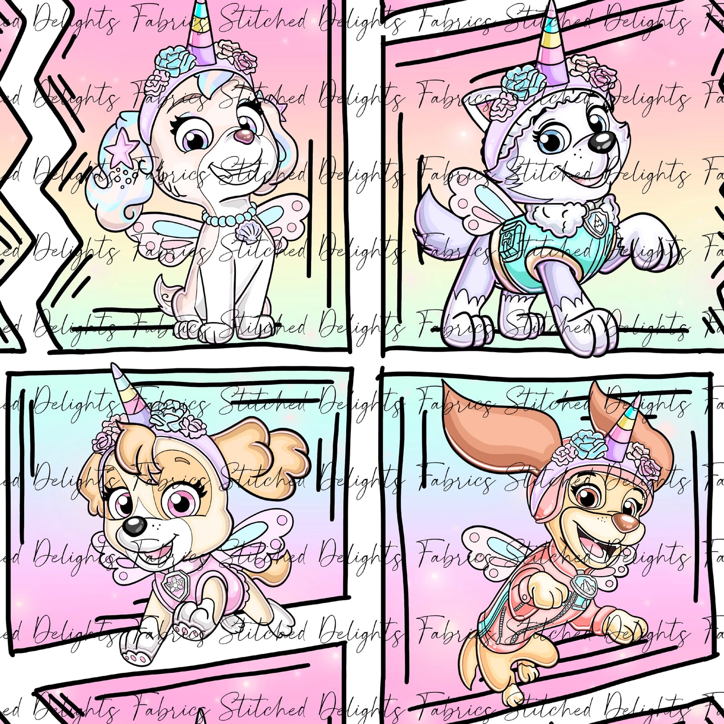 Girl Pups Comic Ombre