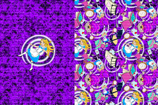 Down The Rabbit Hole Alice Purple Black Blanket Panels