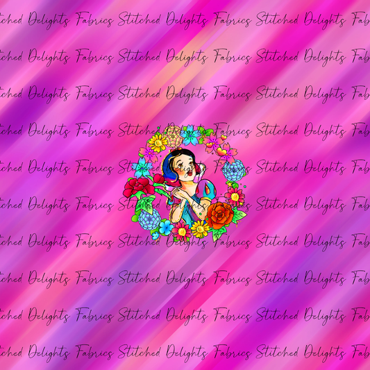 Princesses & Castles Snow White Floral Wreaths Pink Panel