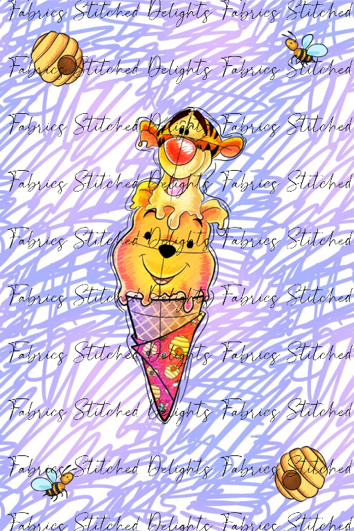 Bear & Tiger Icecream Swirls Blanket Panels