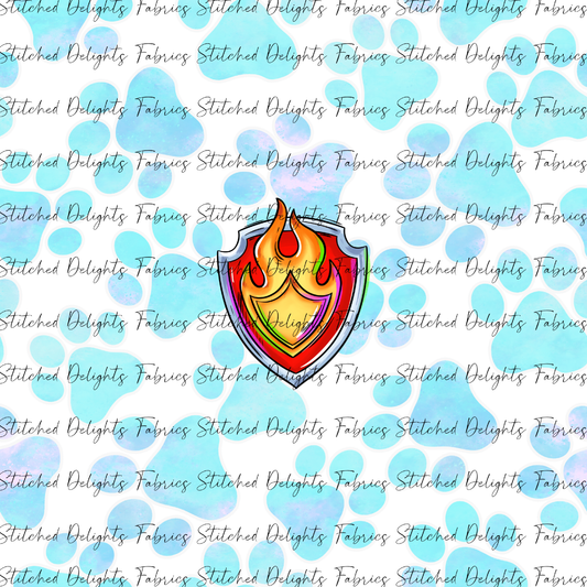 Mighty Pups Pastel Blue Fire Badge Panel